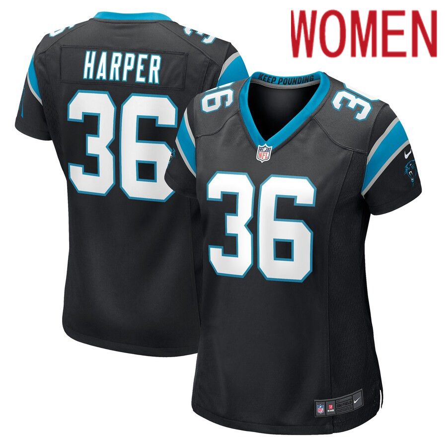 Women Carolina Panthers #36 Madre Harper Nike Black Game Player NFL Jersey->women nfl jersey->Women Jersey